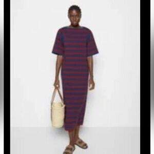 Tory Burch Dress Striped Cotton sz Small navy/red